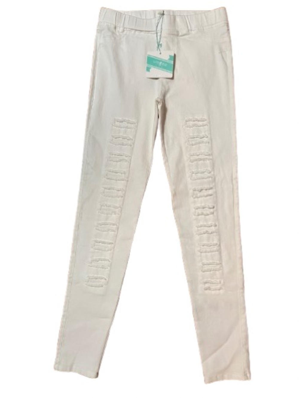 NWT Umgee High Waist White Distressed Jeggings with Front Panel Detailing Medium